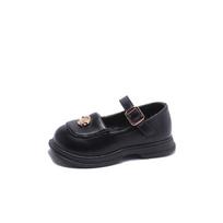 Children's Casual Shoes Flower Chic Britain Style Girls Leather Shoes 2024 Spring and Summer New Square Toe Soft Kids Fashion 23 juoda