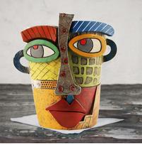 1pc Retro Face Colorful Abstract Art Succulent Flower Pots Resin Ornaments Antique Flower Pots Potted Plant Decorations