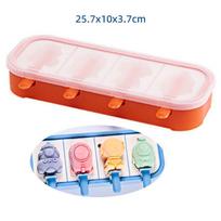 Cartoon Space Rocket Astronaut Ice Cream Silicone Mold With Lid Family Popsicle Ice Cube Tray Mold Cheese Kitchen Accessories red