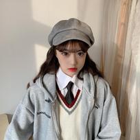 Octagonal Hat Women'S Beret Japanese Versatile British Retro Newsboy Hat Women'S Trend M（56-58cm） pilka spalva