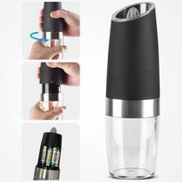 Gravity LED Electric Spice Grinder Electric Fully Automatic Grinder Adjustable Thickness Barbecue Seasoning Tool Pepper Grinder black