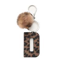Creative Cheetah Print raktų pakabukai AZ Anglų didžiosiomis raidėmis pažymėti raktų pakabukas su Bobble Woman's Keychains