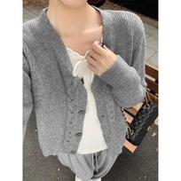 Korean style V-neck soft waxy knitted cardigan long-sleeved women's autumn and winter loose casual sweater jacket temperament and high-end top One Size