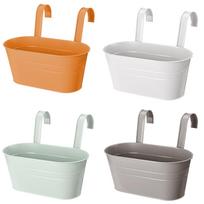 Double Hook Planters Tin Hanging Pots Flower Pot Garden Decoration orange