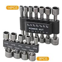 9PCS/14PCS Hex Socket Sleeve Nozzles Nut Driver Bit Set Hand Tools 9PC
