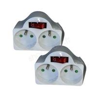 Dvigubas lizdas - DUOPLUG - 2x16A - Integruotas jungiklis - 230V - Baltas balta