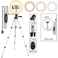 Asmenukių žiedinė lempa LED žiedinė šviesa asmenukėms su trikoju žiedas asmenukėms telefonui video fotografijos apšvietimas Youtube telefonų laikiklis