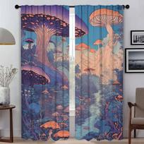 Abstract Mushroom Pattern Blinds Curtains for Living Room Curtain Halloween Decoration Anti-mosquito Curtains 2 Pieces Shades W50xH70cmx2pcs-CL
