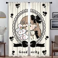 Cute Girl Blackout Curtains 2 Pieces Elegant Room Curtains for Living Room Tulle for Bedroom Partition Window Curtain Shades W50xH70cmx2pcs-CL