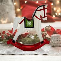 Christmas Rocking Horse Ornament Festival Decoration Gift Home Decor Decorative Wood Crafts