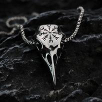Vikingų varnos galvos runų titano plieno pakabukas, Europos ir Amerikos madingas vyriškas retro asmenybės vėrinys, aksesuarai black