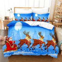 Deer Pull Cart Bedding Set Duvet Cover Set 3d Bedding Digital Printing Bed Linen Queen Size Bedding Set Fashion Design EU single(135x200cm)
