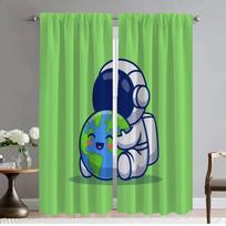 Astronaut Cartoon Blackout Curtains for Living Room Window Curtain Tulle for Bedroom Home Interior Curtains 2 Pieces Shades W50xH70cmx2pcs-CL