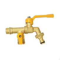 Washing Machine Faucet Double Outlet Copper Universal Kitchen Washer Tap Laundry Water for 1 Nozzle beige