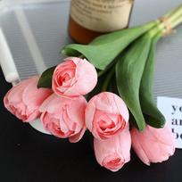 1 Puokštė Motinos Valentino dienos tulpių dirbtinių gėlių 6 žiedai tikroviško prisilietimo dirbtinės gėlės dovanoms dirbtinė prabangi tulpė namų vestuvių dekoracijoms rožinė