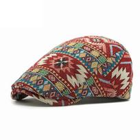 Jacquard Beret Women's British Vintage Cap Men Forward Cap Peaked Cap raudona