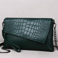 Stone Pattern Leather Clutch Bag Women'S Tide Large Capacity Women'S Chain Messenger Bag Fashion Banquet Handbag tamsiai žalia spalva