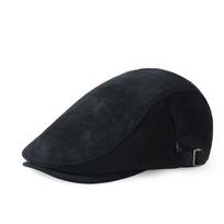 Velvet Peaked Cap Beret Men Women Sun Hat Retro Forward Hat juoda