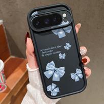For Google Pixel 9 Pro Xl 8 Pro 8a Shockproof Solid Color Bowknot Pattern Silicone Soft Matte Anti-Fall Case Cover Google Pixel 9 juoda