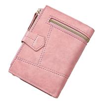 Women Wallet PU Leather Short Small Size Multiple Slots Card Holder Coin Purse for Daily Life Pink beige