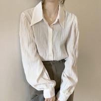 Hong Kong Style French Retro Pleated Long Sleeved Shirt with Women's Design Sense Autumn Chic Top Hong Kong Style Shirt Jacket S balta
