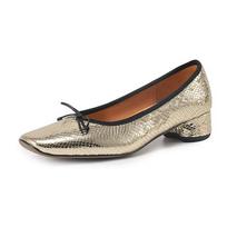 Krazing Pot Sheep Skin Summer Spring Autumn Med Heels Slip on Women Butterfly-knot European Design Square Toe Shallow Pumps 35 auksas