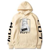 Anime Darling In The Franxx Zero Two Hoodies Vyriški laisvalaikio Harajuku Streetwear megztinis Rudens Y2K Oversized megztiniai su gobtuvu XS smėlis