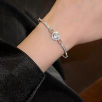 Full diamond heart shining flash diamond bracelet women's light luxury niche exquisite bracelet girlfriends girls jewelry black