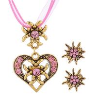 Heart Pendant Necklace Earrings for Women Ribbon Cord Choker Party Banquets Jewelry Gift