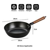 Uncoated Iron Pan Carbon Steel Wok Traditional 11  Gas Stove Induction Cooker Universa Kitchen Cookwar Non-stick Frying Pan
