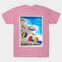 T Shirt Women Plages De France Harajuku Print Kawaii Tshirt Summer Short Sleeve Female T-Shirt Top Tee S rožinė