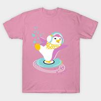 T Shirt Women Dj Penguin Harajuku Print Kawaii Tshirt Summer Short Sleeve Female T-Shirt Top Tee S rožinė
