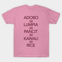 T Shirt Women Adobo Lumpia Pancit Kawali And Rice Pinoy Food Tee Harajuku Print Kawaii Tshirt Summer Short Sleeve Female T-Shirt Top Tee S rožinė