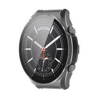 PC Frame Tempered Glass Case Compatible for Xiaomi Watch S1 Smartwatch Shockproof Protective Case gray