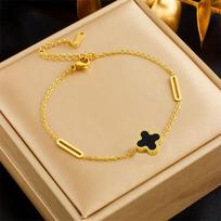 Bathing Without Taking Off The Double-Sided Four-Leaf Clover Titanium Steel Bracelet Female Ins Style Light Luxury Simple Bracelet
