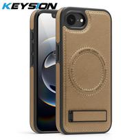 KEYSION Luxuxy PU Leather Magnetic Case for MagSafe for iPhone 16e Kickstand Wireless Charging Phone Back Cover for iPhone 16e for iPhone 16e auksas