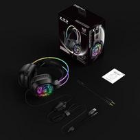 Onikuma X22 Gaming Headset RGB Dynamic Lighting Wired Over-Ear Headphones with Noise-Canceling Mic for PC PS4 Xbox PS5 Package size:23*19.2*11cm juoda