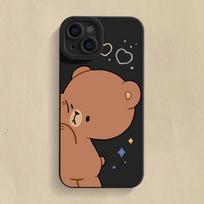 Animacinis Mielas Meškiukų Pora Silikoninis Telefono Dėklas Xiaomi Poco F6 F5 X5 M6 Pro 4G Mi 14T 13T 12T Pro 14 13 12 11 Lite 5G NE Dangtelis For Poco F3 brown