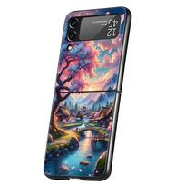 Pink Spring Cherry Blossoms Hard PC Phone Case For Samsung Galaxy Z Flip 5 4 3 Black Cover For Galaxy Z Flip 6 Shockproof Capas for Z Flip gray