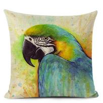 Watercolor Bird Print Cushion Cover Parrot Hummingbird Decorative Throw Pillow Case for Office,Home Sofa Decor 450mm*450mm