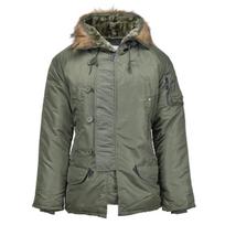 MIL-TEC Jungtinių Valstijų stiliaus N3B parka su kapišonu Alyvuogių 03088_XXL, S