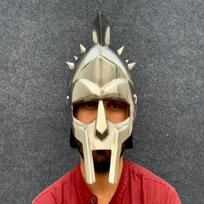 Graikiški šarvai Gladiatoriaus šalmas Šalmas Maximus Decimas Meridius Šarvai Šalmas Idealus vaidmenų žaidimo kostiumas, Kalėdos. beige