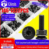 High-Strength 10.9 Grade Hex Socket Flat Head Screws and Nuts Set 322 Piece Set