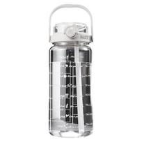 Sportinis vandens butelis su dangteliu, nepralaidus, plačia burna, be BPA, vandens puodelis 1.5L/2L, didelės talpos, daugkartinio naudojimo gėrimo puodelis sporto salei, kelionėms, namams, mokyklai 1500ML balta