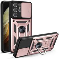 Smūgiams atsparus šarvuotas dėklas Samsung Galaxy S22 S21 S20 Ultra Plus S21FE S20FE, apsaugantis kameros objektyvą, Fundas For Galaxy Note20Ultra For Samsung S22 rožinio aukso spalvos