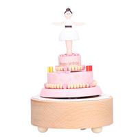 Wooden Music Box Girl Figure Birthday Cake Music Box Wooden Craft Decorations Birthday Holiday Gift