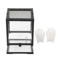 Reptile Glass Terrarium Tank Multipurpose Escape Proof Transparent Breathable Reptile Split gray