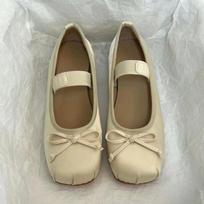 Flat pink ballet single shoes fairy shoes spring and autumn 2025 early spring new satin silver Mary Jane shoes 35 abrikosas