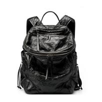 Small Fold Backpack for Men and Women Lazy Wind Senior Sense Knot Design First Layer Leather Travel Backpack 26*15*38 juoda