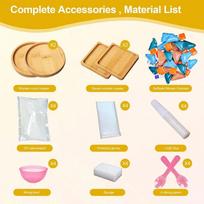 4pcs DIY Glass Mosaic Tiles for Crafts, Mixed Color Mosaic Kits with Wooden Coaster for Adults, Mosaic Crafts Materials dangaus mėlyna spalva